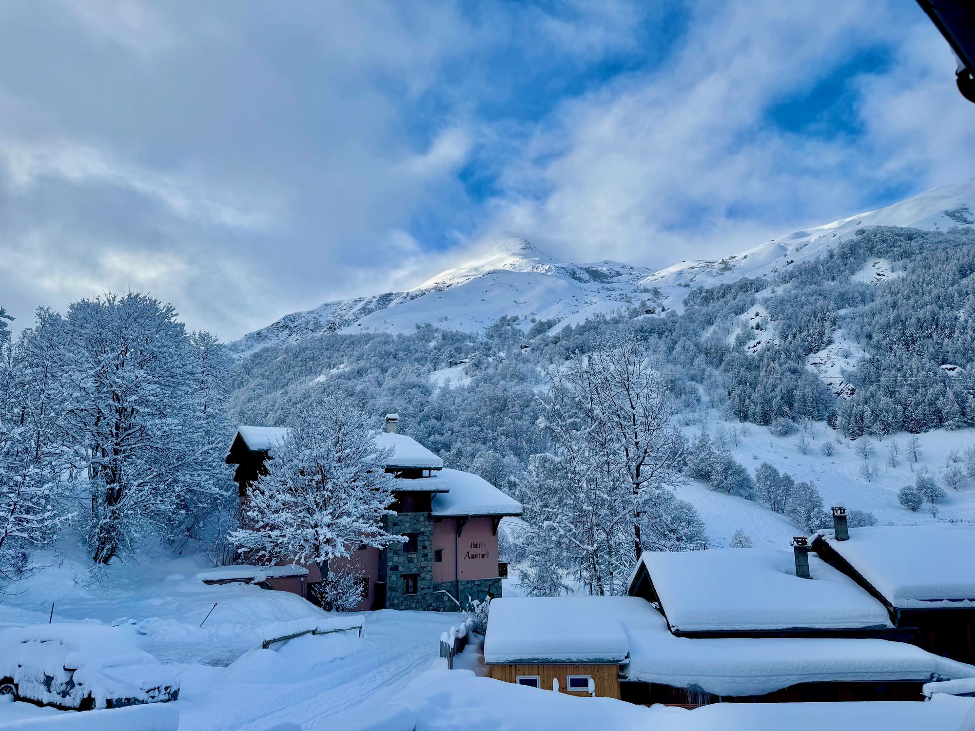 Fresh snow over the hamlet.